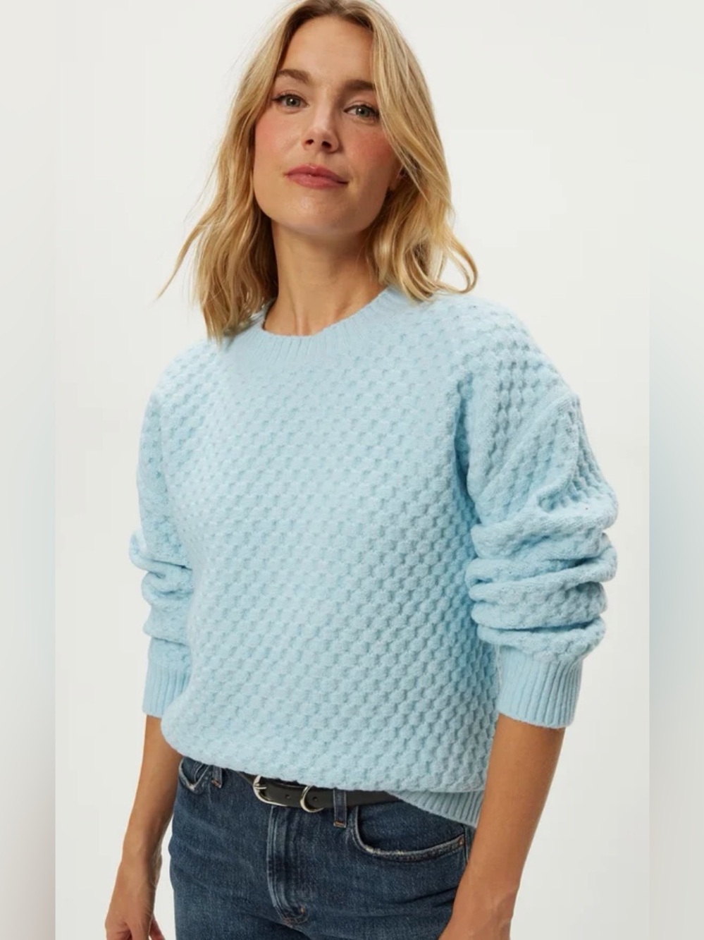 Michael Stars Sophia Honeycomb Stitch Sweater Light Blue Size M